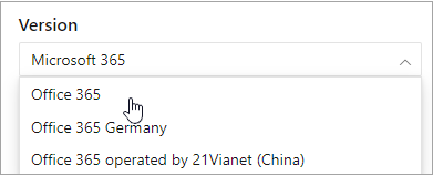 Microsoft 365 version filter.