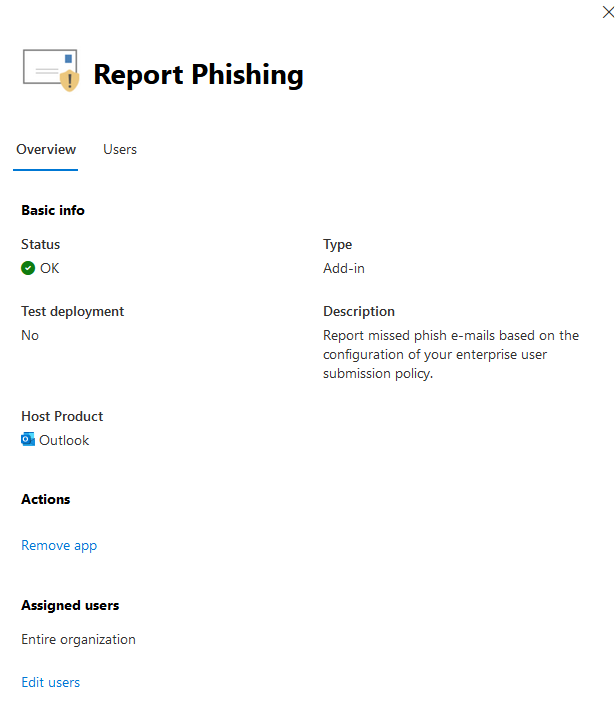 The Report Phishing flyout.