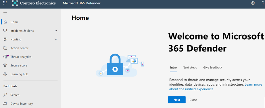 Screenshot that shows the Microsoft Defender portal