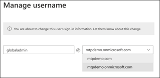 The Microsoft 365 Admin Center page where you can change your domain preference