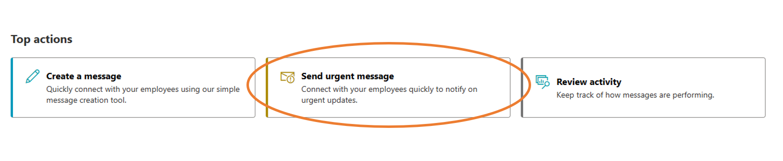 Screenshot that highlights the button to send an urgent message.