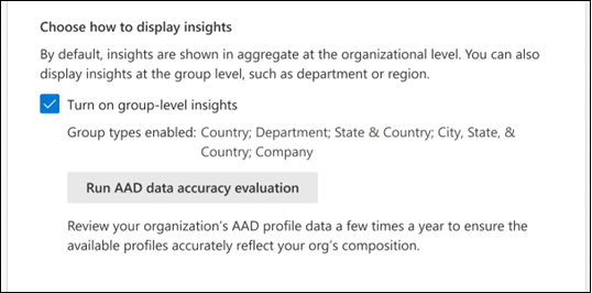 Screenshot: Turn on group-level insights in Adoption Score