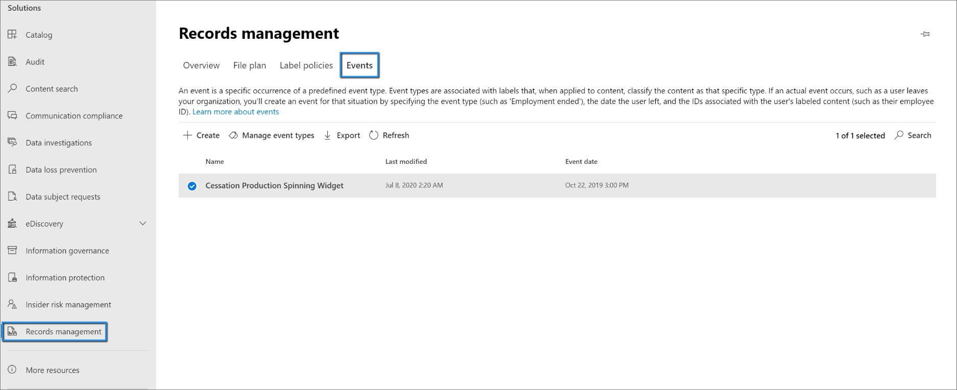 The event that was triggered by the flow is displayed on the Events page in the Microsoft Purview compliance portal.