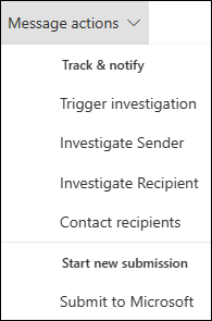 Screenshot of the Actions drop down.