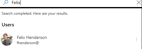 Screenshot: Search for a user Felix Henderson