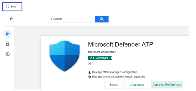 The Sync pane in the Microsoft Defender 365 portal