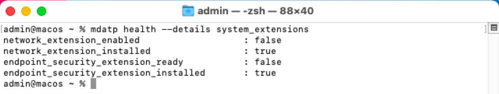 The output regarding details system extensions.