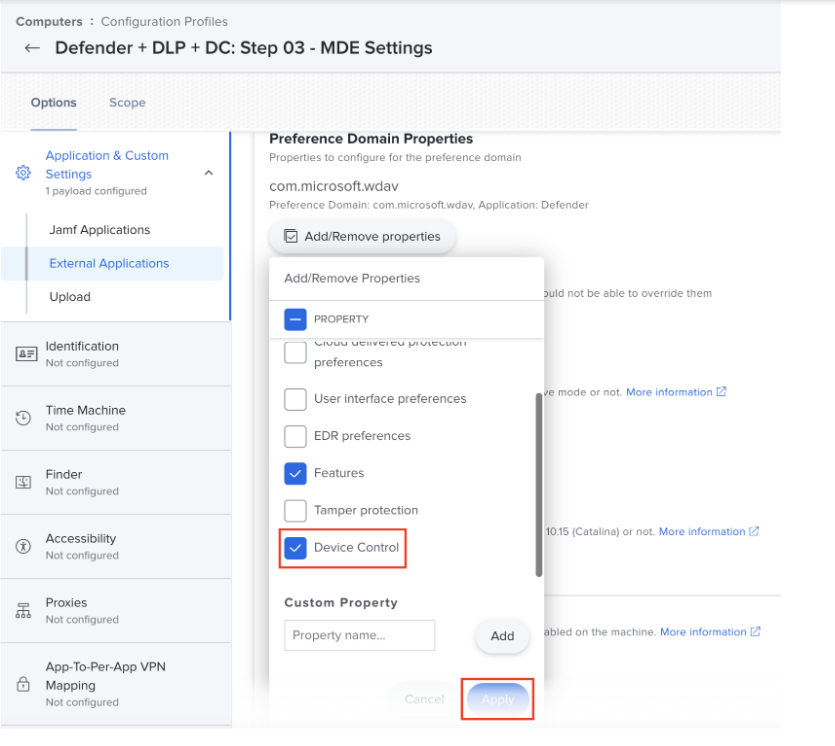 Shows how to add Device Control in Microsoft Defender for Endpoint