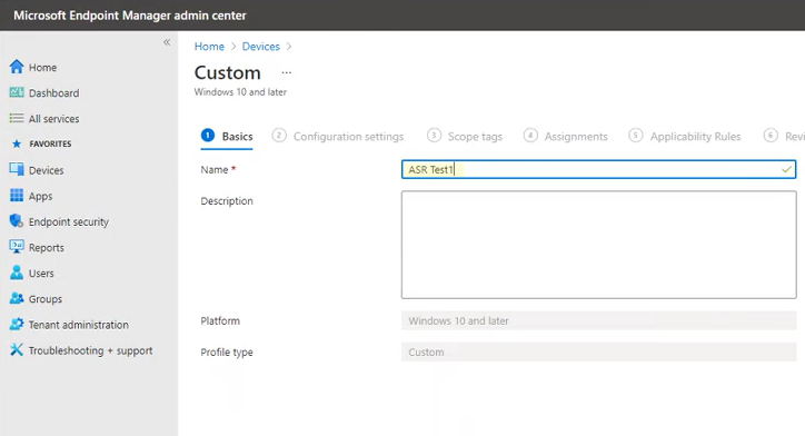 The basic attributes in the Microsoft Endpoint Manager admin center portal
