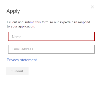 The Name field on the Microsoft Defender Experts application page