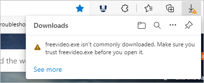 SmartScreen doesn't have sufficient reputation information about the download file, and warns the user to stop or proceed with caution.