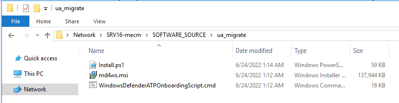 Screenshot of saving the shared folder by MECM.