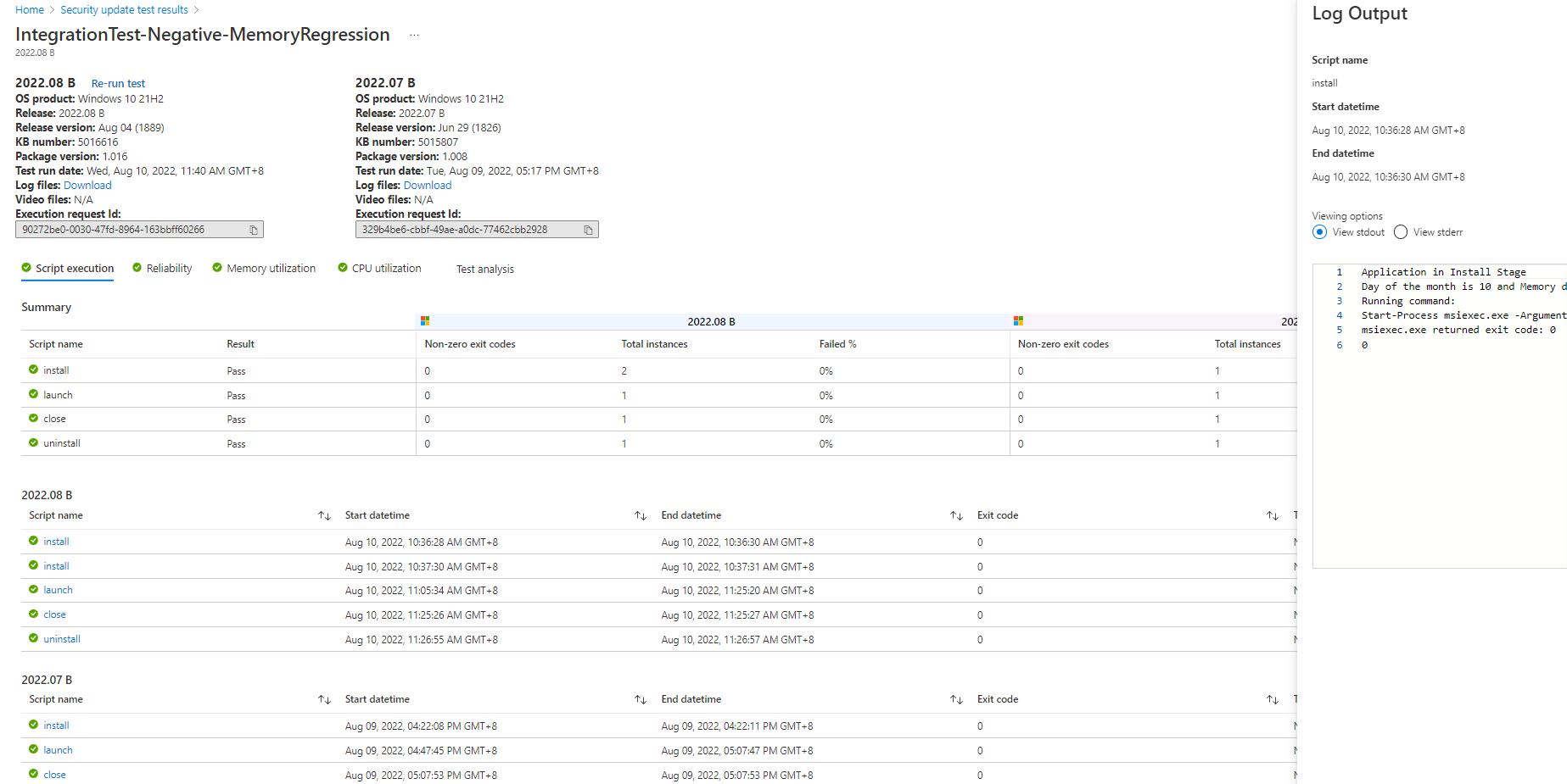 Viewing script execution results microsoft learn