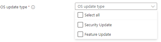 Screenshot shows Set test matrix choose osupdate.