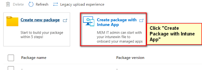 Create package with Intune App