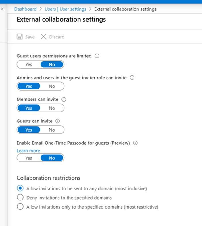 Screenshot shows steps to set the Members can invite option to Yes.