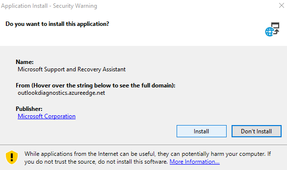 instal Microsoft Support and Recovery Assistant 17.01.0268.015