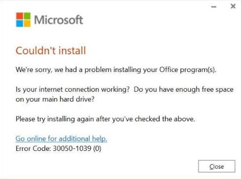 M365 Apps For Enterprise Error 1039 0 When Installing Office 365 Microsoft Learn