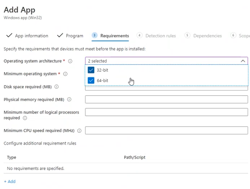 Screenshot to select both 32-bit and 64-bit options.