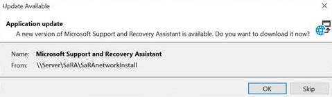 Microsoft Support and Recovery Assistant application update.
