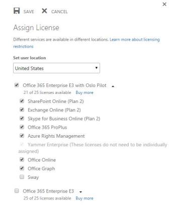 Screenshot of the Assign License page in Microsoft 365.