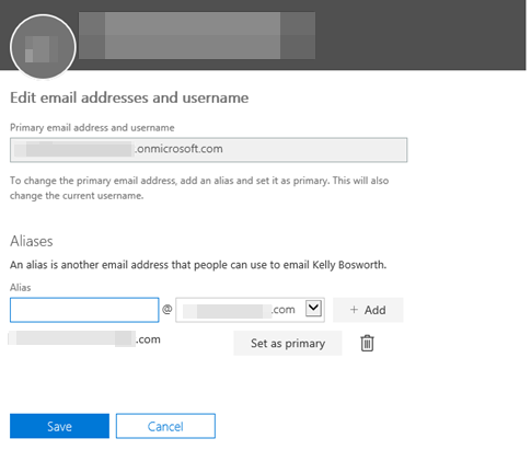 Screenshot to set the new email address as primary address.