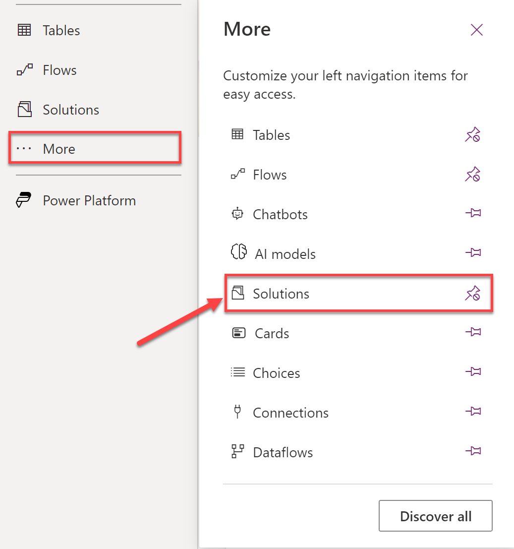 Selecting Solutions in Power Apps Studio