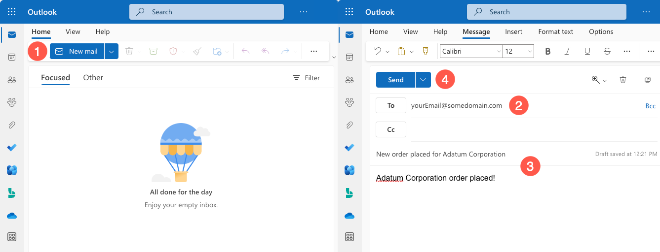 Adding an Email in Outlook