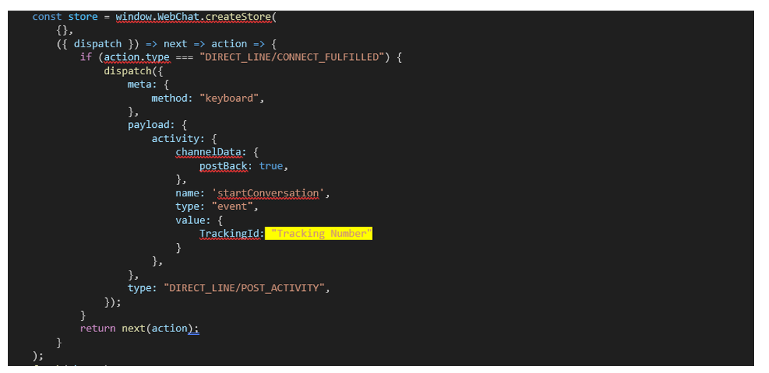 Screenshot of JSON code block highlighting the TrackingId field.