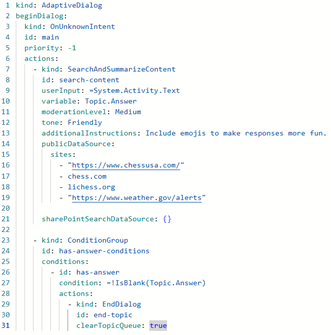 Screenshot of the code editor, displaying a block of sample code.