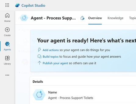 Agent overview page.