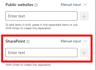 Screenshot that shows the SharePoint field in the Data source pane.