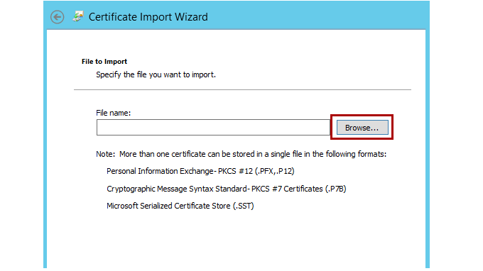 Certificate Import Wizard window.