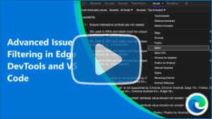 Thumbnail image for the DevTools issues filtering video