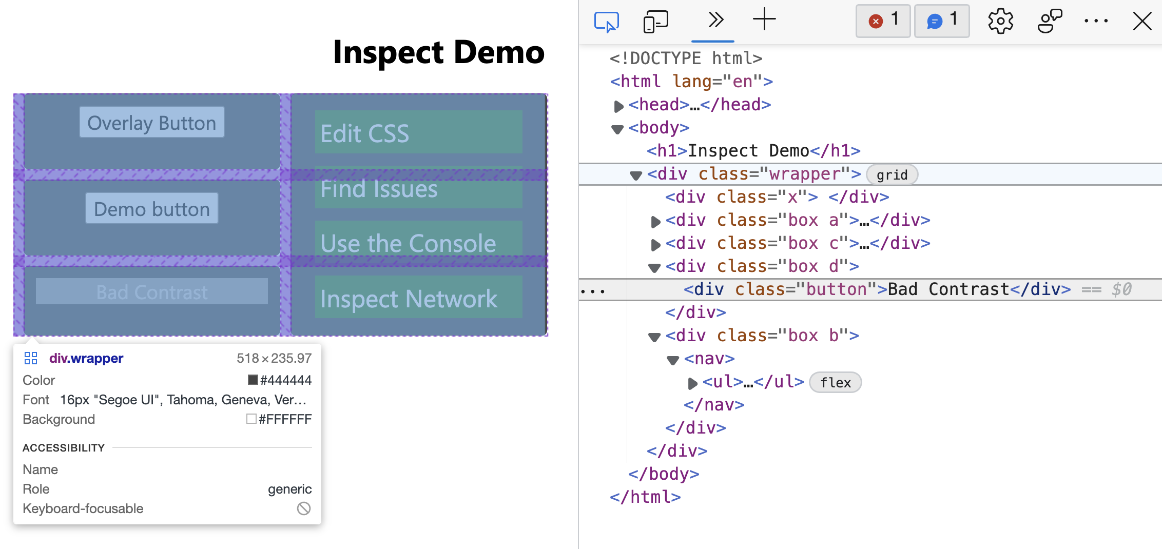 Analyze pages using the Inspect tool - Microsoft Edge Development |  Microsoft Learn