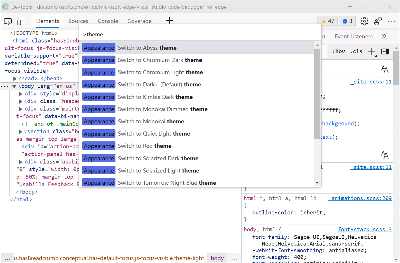 Apply a color theme to DevTools - Microsoft Edge Development | Microsoft  Learn