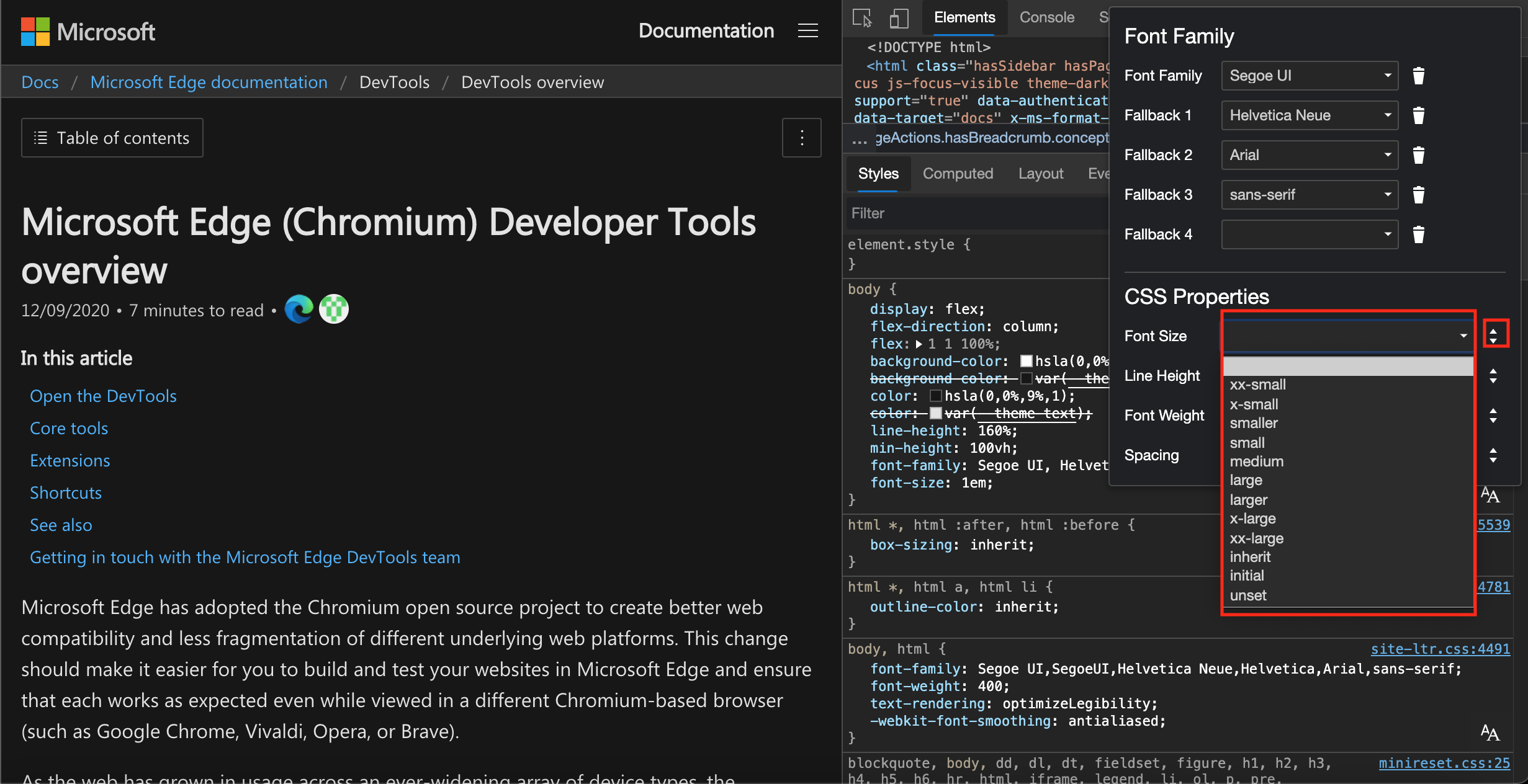 Edit CSS font styles and settings in the Styles pane - Microsoft Edge  Developer documentation | Microsoft Learn