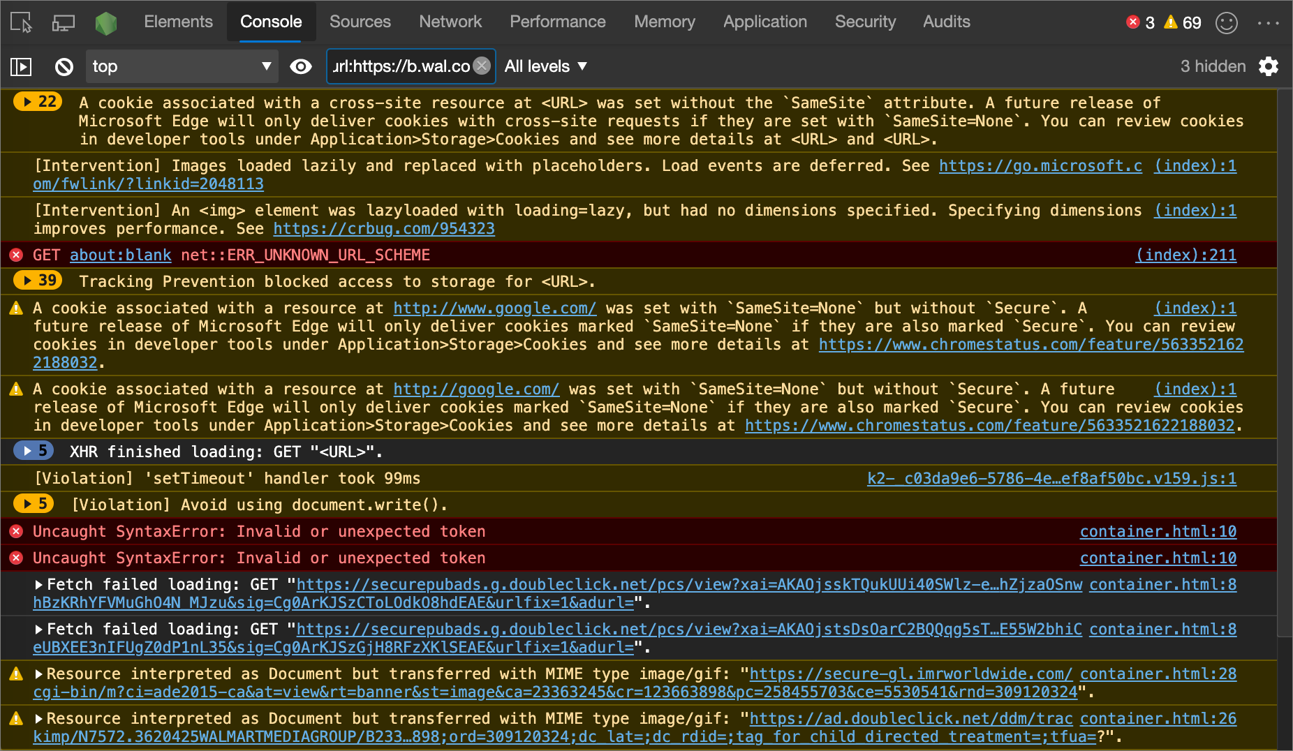 Displaying the messages that came from wp-ad.min.js.