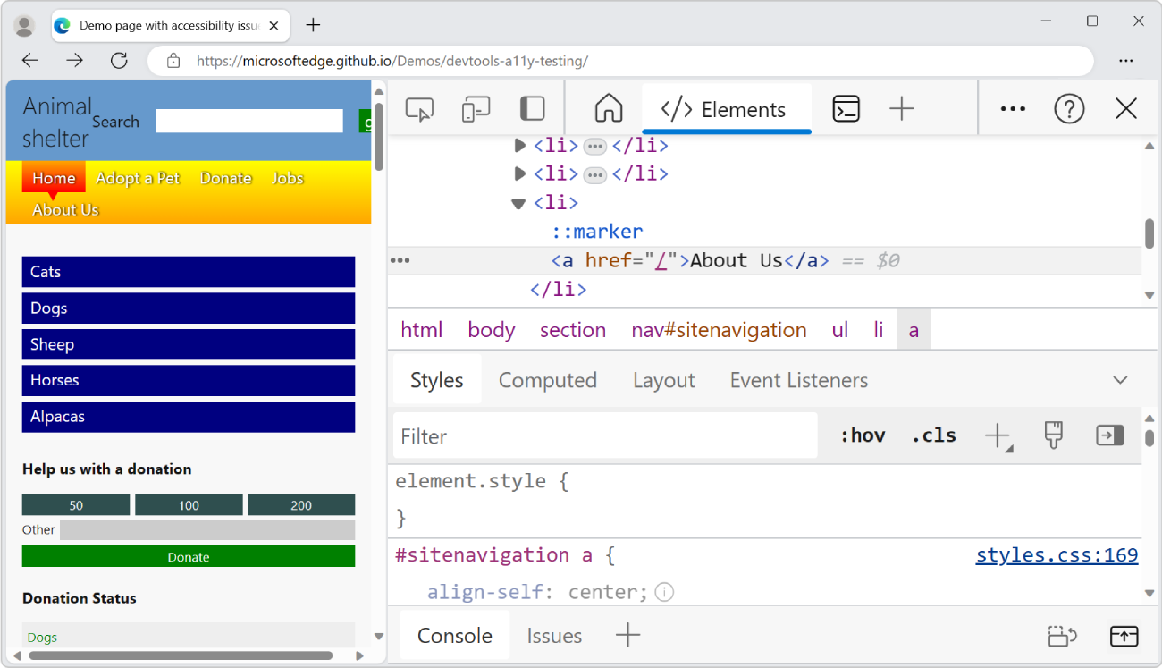 DevTools zoomed out