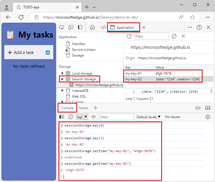 View and edit session storage - Microsoft Edge Developer documentation