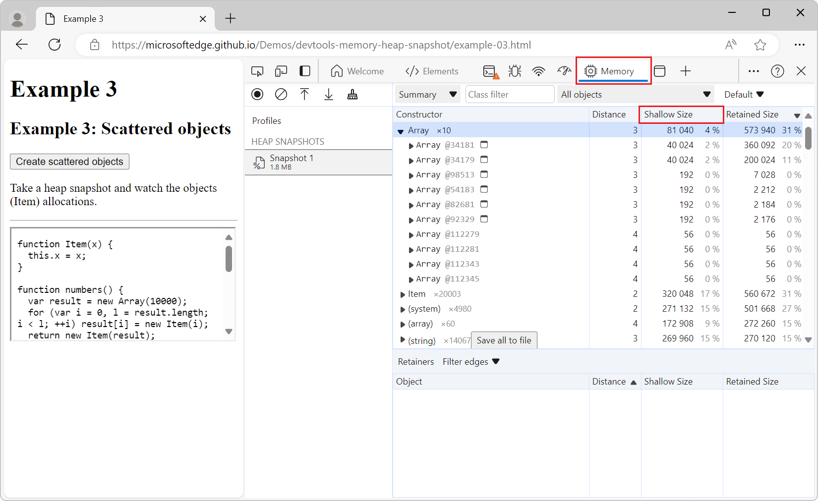 Heap snapshot with experiment enabled