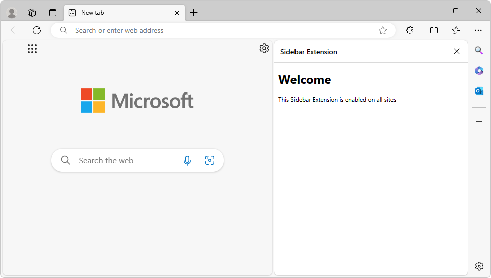 The sidebar for a Microsoft Edge extension