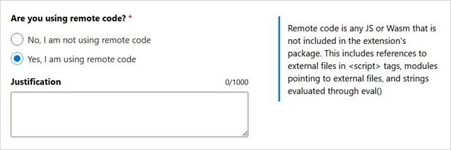The "Are you using remote code?" section