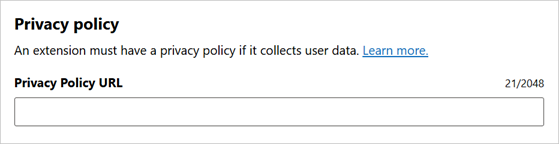 The "Privacy Policy URL" text box
