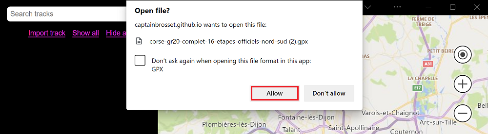 The 'Open file?' permission request dialog