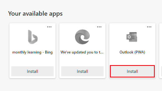 Available apps shown on Apps page with install button highlighted.