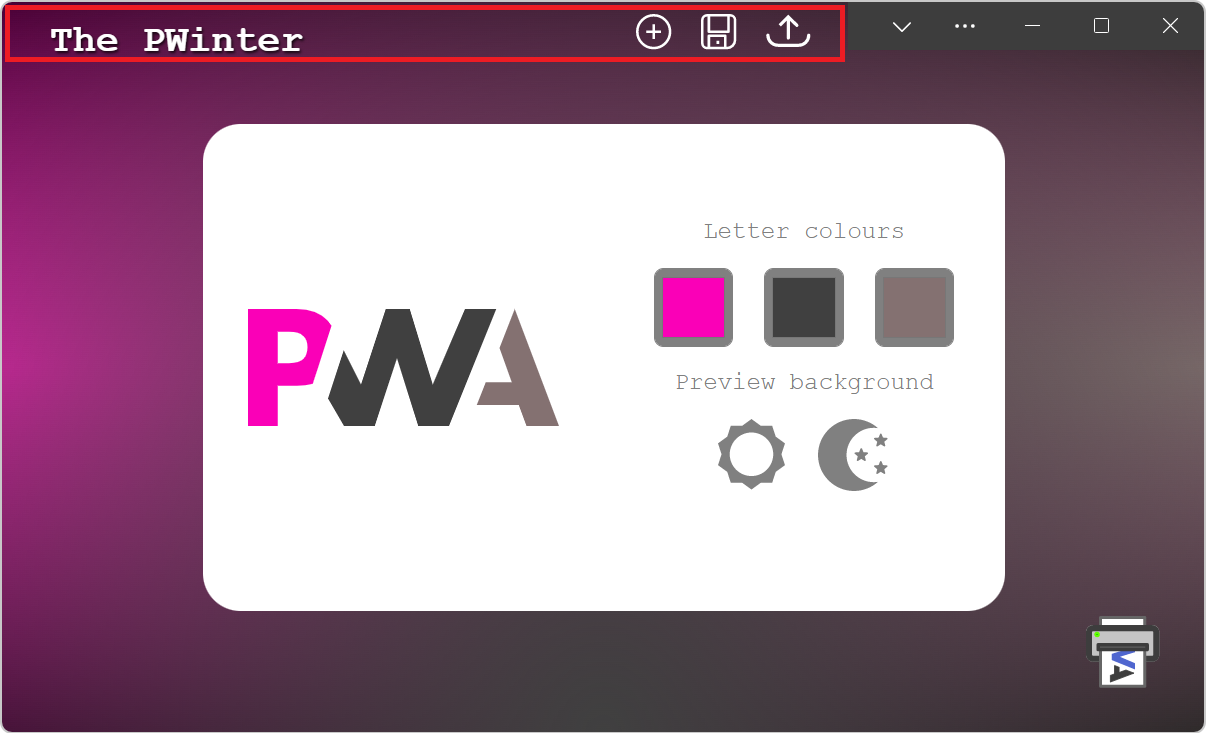 A PWA, with a custom titlebar