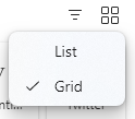 Users can choose between list or grid view for their apps