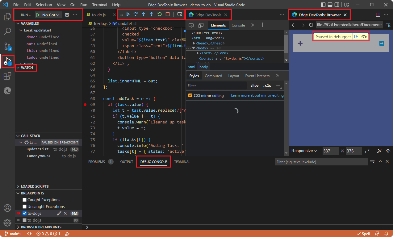 Integration with Visual Studio Code debugging - Microsoft Edge Development  | Microsoft Learn