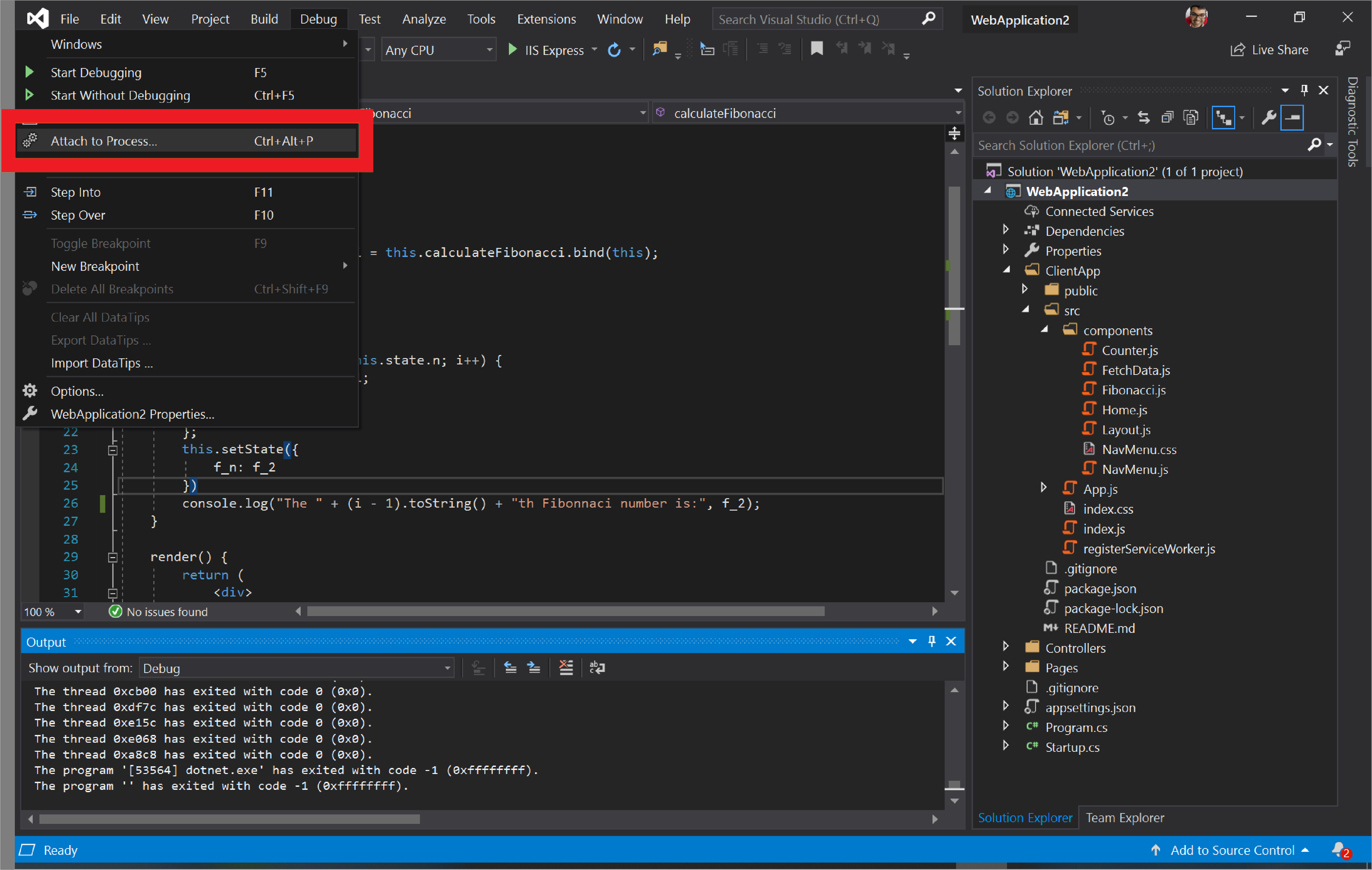 Visual studio attach to process вместо start